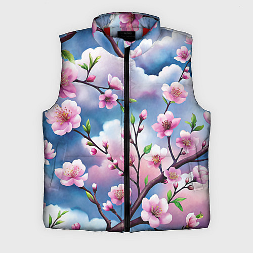 Мужской жилет Облака цветов сакуры / 3D-Красный – фото 1