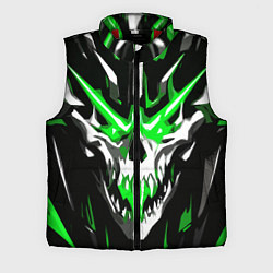 Мужской жилет Абстрактный белый череп и зелёные полосы, цвет: 3D-красный