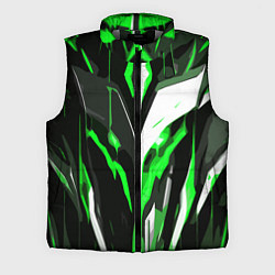Мужской жилет Зелёно-белая абстракция и чёрный фон, цвет: 3D-светло-серый