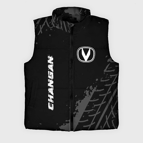 Мужской жилет Changan speed на темном фоне со следами шин вертик / 3D-Черный – фото 1