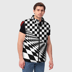Мужской жилет Шахматная психоделика иллюзия, цвет: 3D-красный — фото 2