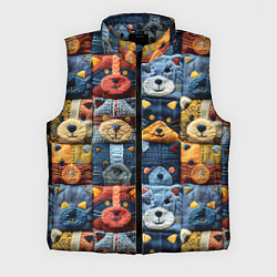 Мужской жилет Вязанные еноты на пэчворк, цвет: 3D-светло-серый