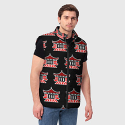 Мужской жилет Буддистские символы - японские атрибуты, цвет: 3D-черный — фото 2
