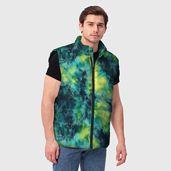 Мужской жилет Тай-дай текстура - желто-зеленый акцент, цвет: 3D-черный — фото 2