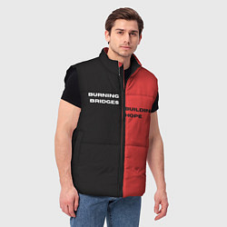 Мужской жилет Надпись: burning bridges building hope, цвет: 3D-черный — фото 2