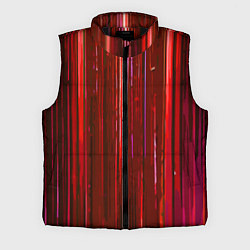 Мужской жилет Вертикальные красные линии на чёрном фоне, цвет: 3D-черный