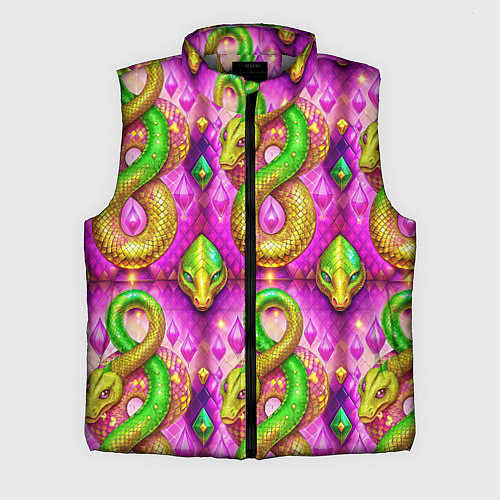 Мужской жилет Желто-зеленые змеи паттерн / 3D-Светло-серый – фото 1