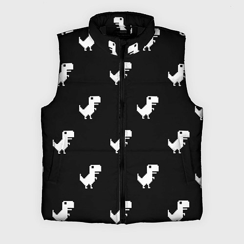 Мужской жилет С пиксельными силуэтами 8 бит динозавриков / 3D-Черный – фото 1