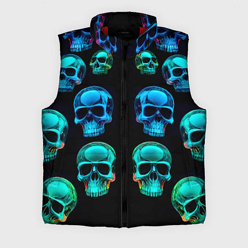 Мужской жилет Neon skulls - ai art pattern / 3D-Красный – фото 1