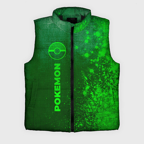 Мужской жилет Pokemon - green gradient по-вертикали / 3D-Черный – фото 1