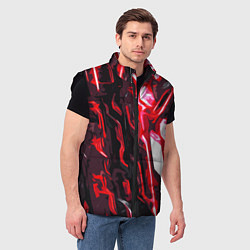 Мужской жилет Красно-чёрная киберпанк абстракция, цвет: 3D-черный — фото 2