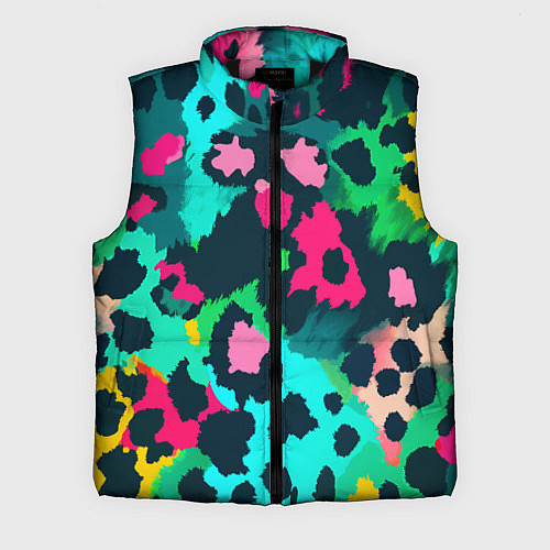 Мужской жилет Кислотный зеленый леопардовый камуфляж / 3D-Черный – фото 1