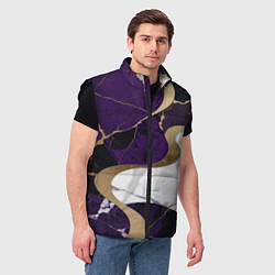 Мужской жилет Фиолетовый с белым и золотым, цвет: 3D-черный — фото 2