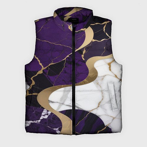 Мужской жилет Фиолетовый с белым и золотым / 3D-Черный – фото 1