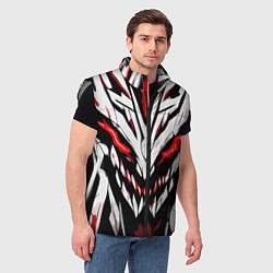 Мужской жилет Красное абстрактное лицо монстра, цвет: 3D-светло-серый — фото 2