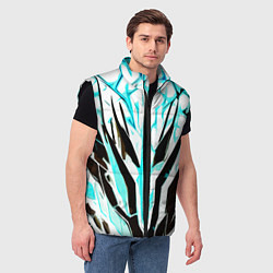 Мужской жилет Чёрно-голубая абстракция на белом фоне, цвет: 3D-черный — фото 2
