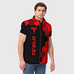Мужской жилет Tesla - red gradient по-вертикали, цвет: 3D-черный — фото 2