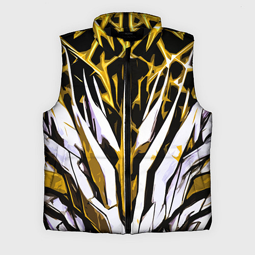 Мужской жилет Чёрный фон, жёлто-белая абстракция / 3D-Черный – фото 1