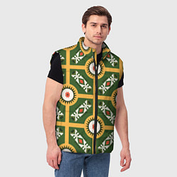 Мужской жилет Желто-зеленый этнический паттерн, цвет: 3D-черный — фото 2