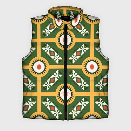Мужской жилет Желто-зеленый этнический паттерн / 3D-Черный – фото 1
