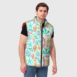 Мужской жилет Абстракция коралловый фон, цвет: 3D-красный — фото 2