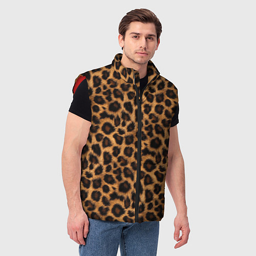 Мужской жилет Гладкая шерстка леопарда / 3D-Красный – фото 3