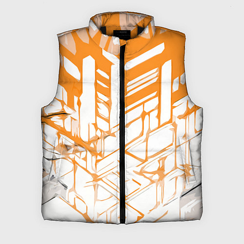 Мужской жилет Агрессивные оранжевые полосы на белом фоне / 3D-Черный – фото 1
