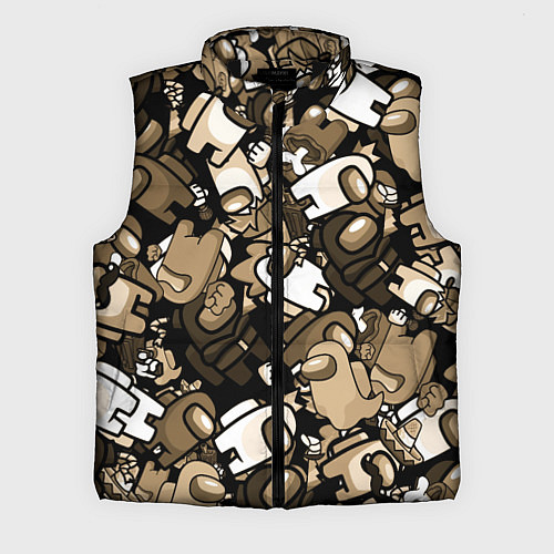 Мужской жилет Персонажи Among us в бежевом тоне / 3D-Черный – фото 1