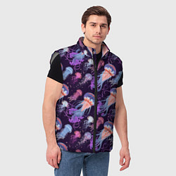 Мужской жилет Цветные медузы паттерн, цвет: 3D-светло-серый — фото 2