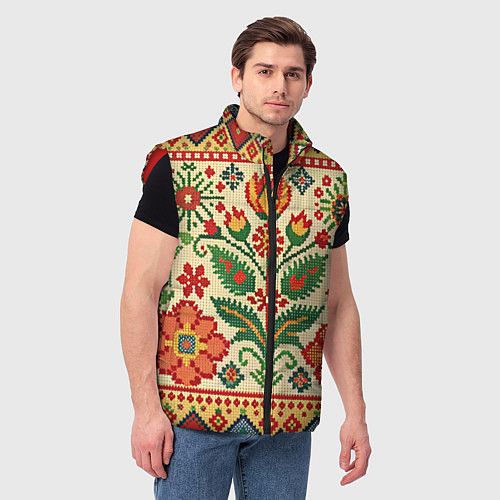 Мужской жилет Славянский узор и орнамент / 3D-Красный – фото 3
