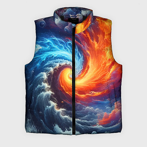 Мужской жилет Столкновение двух стихий - инь янь / 3D-Черный – фото 1