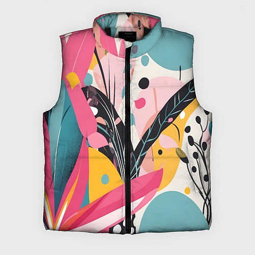 Мужской жилет Листья цветы абстракция / 3D-Черный – фото 1