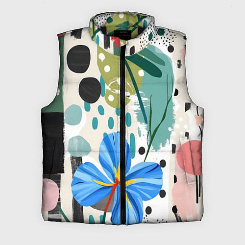 Мужской жилет Цветы горошек абстракция / 3D-Черный – фото 1