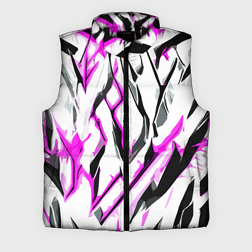 Мужской жилет Чёрно-розовые агрессивные полосы на белом фоне / 3D-Черный – фото 1