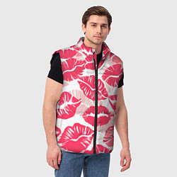 Мужской жилет Романтический отпечаток помады игривый макияж, цвет: 3D-черный — фото 2
