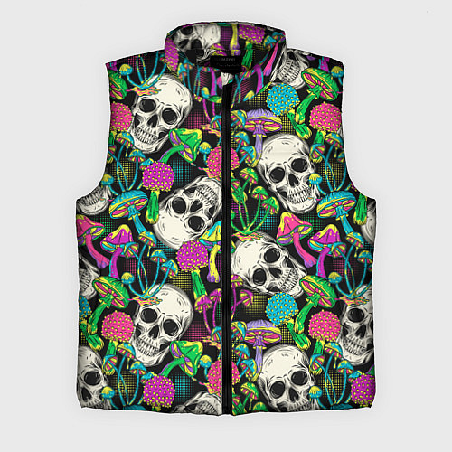 Мужской жилет Черепа и грибы паттерн / 3D-Черный – фото 1