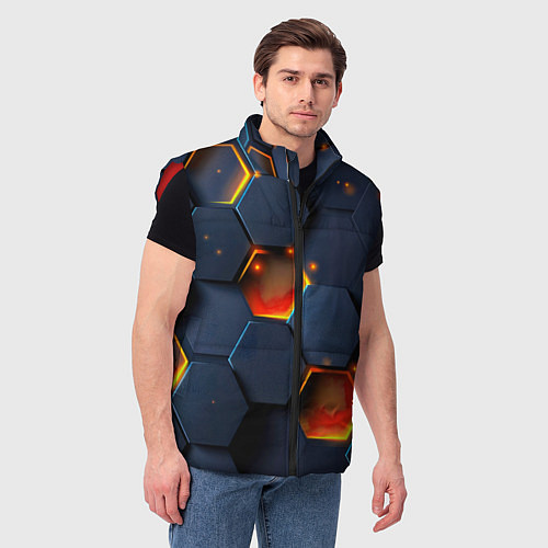 Мужской жилет Шестигранники с подсветкой / 3D-Красный – фото 3