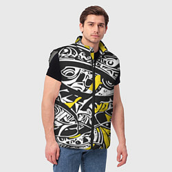 Мужской жилет Черно-желтый орнамент, цвет: 3D-светло-серый — фото 2