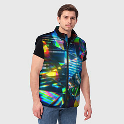 Мужской жилет Глитч эффект на стекле, цвет: 3D-черный — фото 2