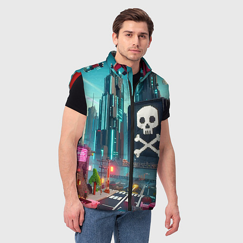 Мужской жилет Minecraft district with skull - ai art fantasy / 3D-Красный – фото 3