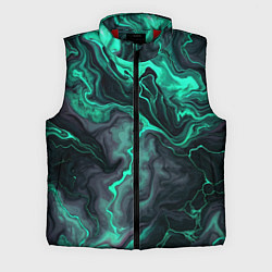 Мужской жилет Бирюзовый мрамор на черном фоне, цвет: 3D-красный