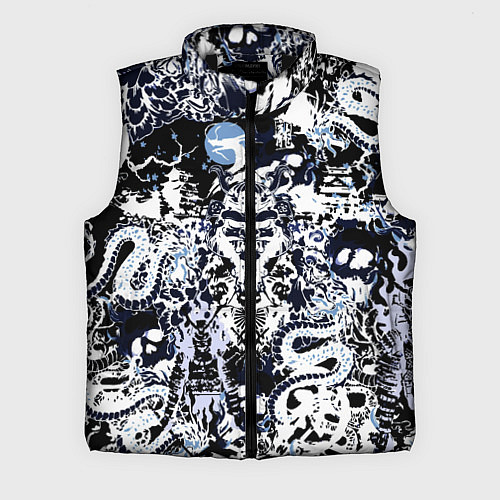 Мужской жилет Японский самурай и драконы / 3D-Черный – фото 1