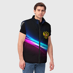 Мужской жилет Россия неоновые волны, цвет: 3D-светло-серый — фото 2