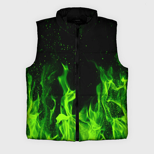 Мужской жилет Огонь зелёный текстура / 3D-Черный – фото 1