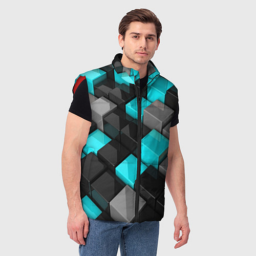 Мужской жилет Абстрактные кубы / 3D-Красный – фото 3