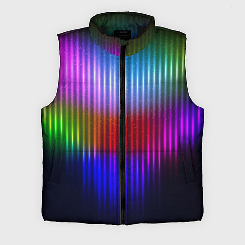 Мужской жилет Неоновая геометрия полосы / 3D-Черный – фото 1