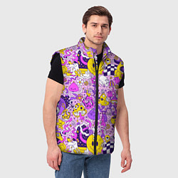 Мужской жилет Психоделические существа триппи смайлики, цвет: 3D-черный — фото 2