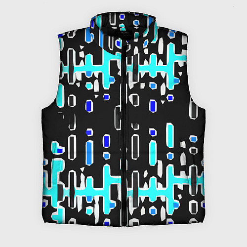 Мужской жилет Синие линии и точки на чёрном фоне / 3D-Черный – фото 1