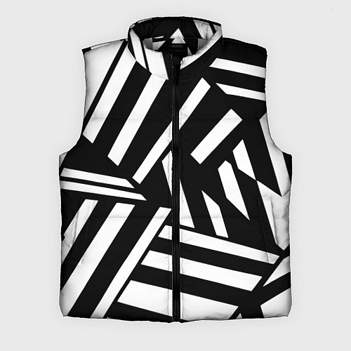 Мужской жилет Геометрические линии - абстракция чб коллаж / 3D-Светло-серый – фото 1