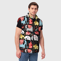 Мужской жилет Цветные слонята паттерн, цвет: 3D-красный — фото 2